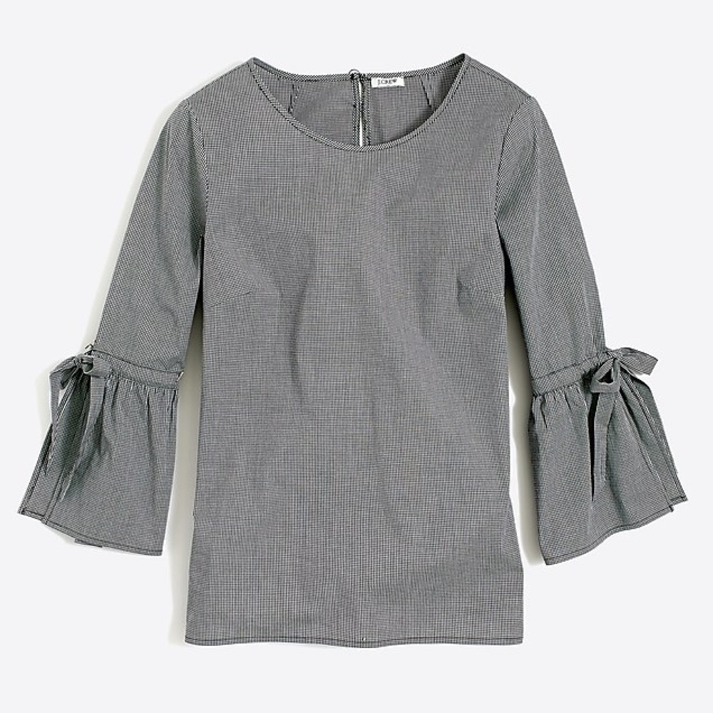 J. Crew bell-sleeve top in microgingham